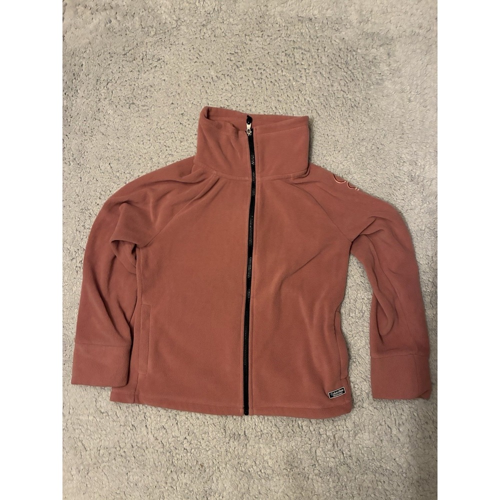 Calvin Klein Womens Sweater Petite Medium Pink  Full Zip Fleece Jacket